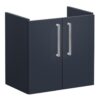 VitrA Root Flat 60cm 2 Door Wall Hung Slim Washbasin Unit - Matt Dark Blue