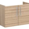 VitrA Root Flat 80cm 2 Door Wall Hung Slim Washbasin Unit - Natural Oak
