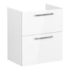 VitrA Root Flat 60cm 2 Drawer Slim Washbasin Unit - High Gloss White