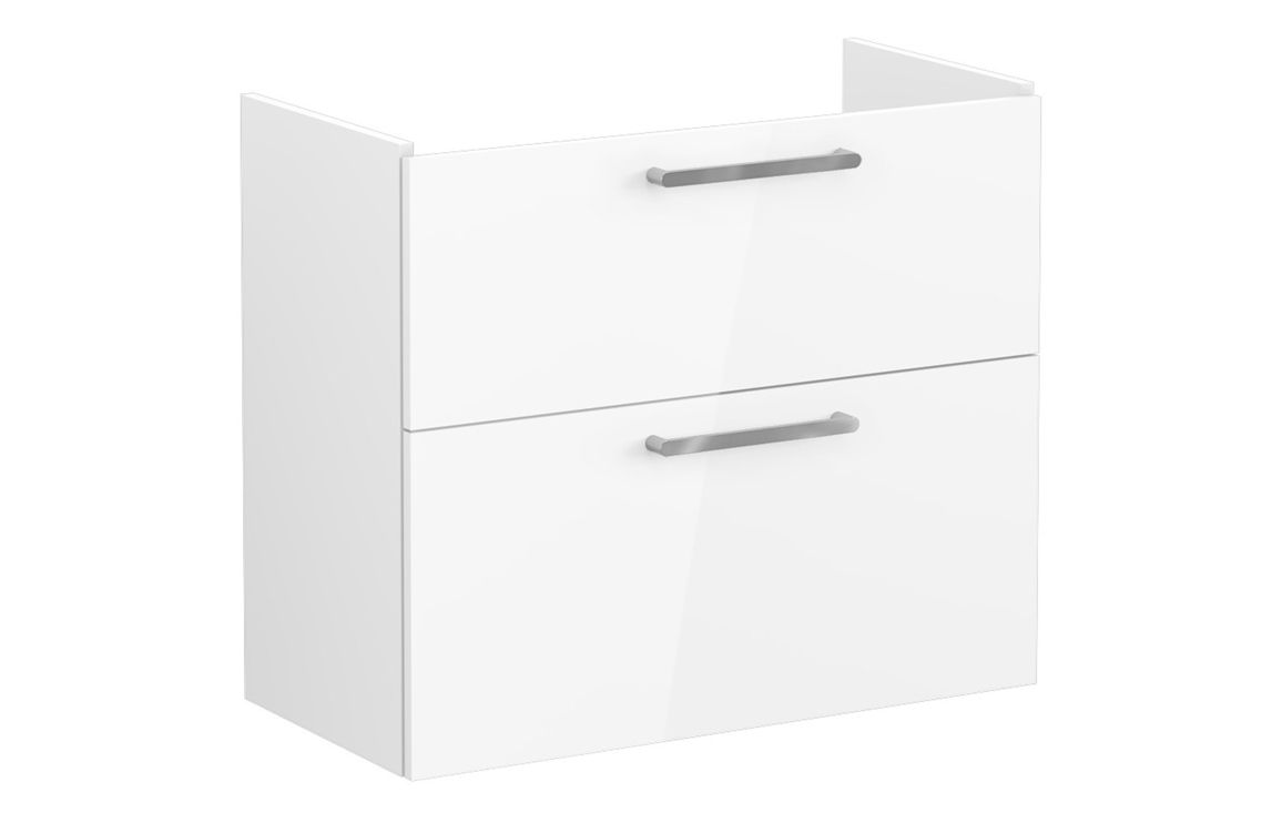 VitrA Root Flat 80cm 2 Drawer Slim Washbasin Unit - High Gloss White