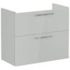VitrA Root Flat 80cm 2 Drawer Slim Washbasin Unit - Shiny Pearl Grey