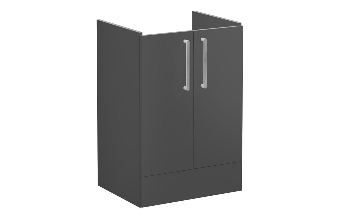 VitrA Root Flat 60cm 2 Door Floor Standing Washbasin Unit - Matt Storm Grey