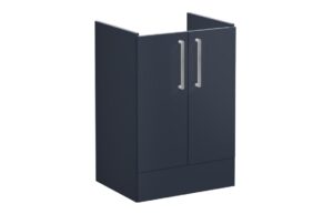 VitrA Root Flat 60cm 2 Door Floor Standing Washbasin Unit - Matt Dark Blue