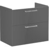 VitrA Root Flat 80cm 2 Drawer Washbasin Unit - Anthracite High Gloss