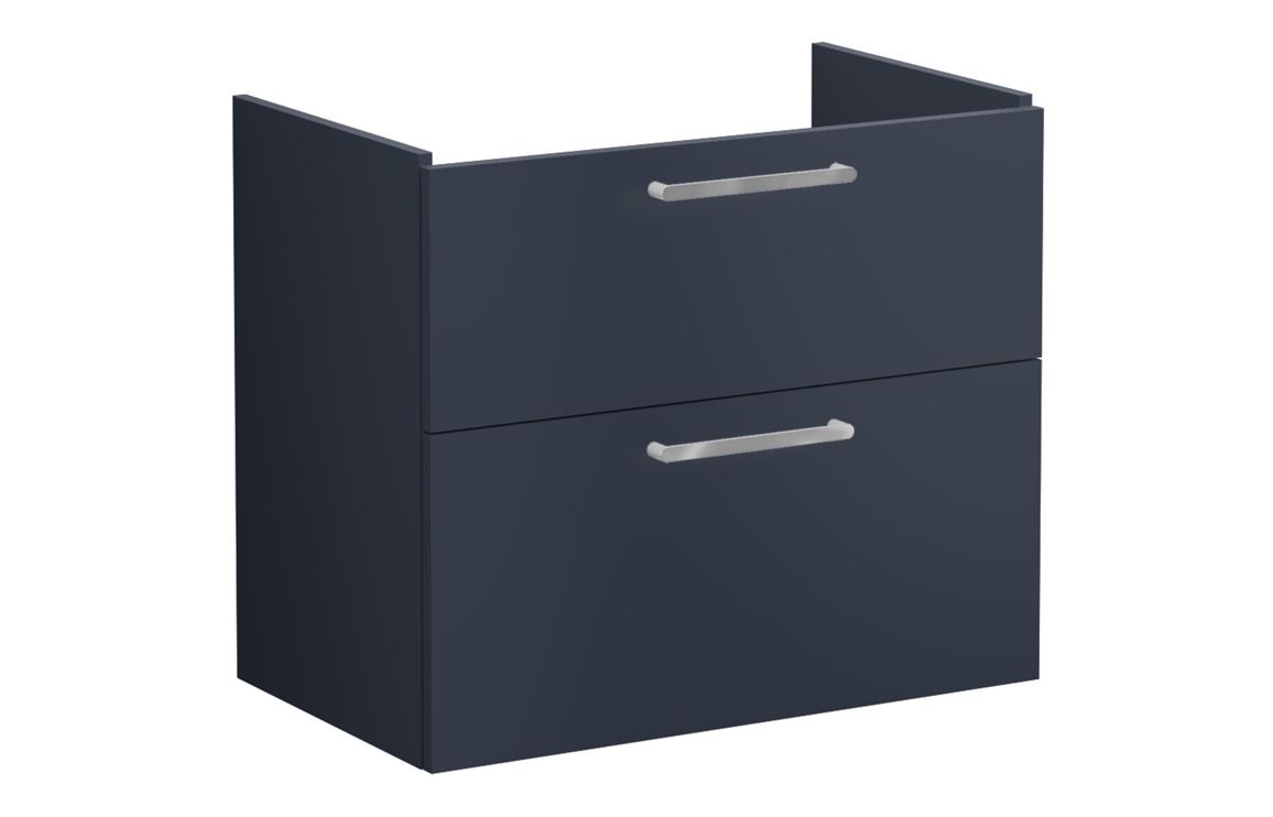 VitrA Root Flat 80cm 2 Drawer Washbasin Unit - Matt Dark Blue