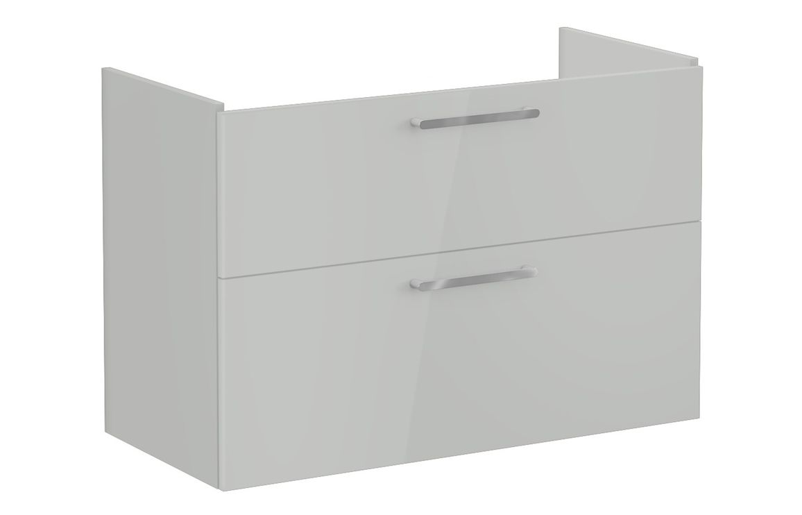 VitrA Root Flat 100cm 2 Drawer Washbasin Unit - Shiny Pearl Grey