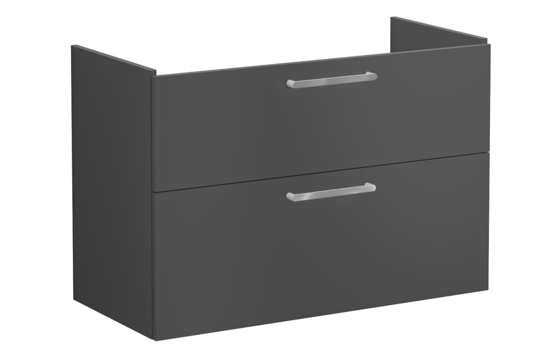 VitrA Root Flat 100cm 2 Drawer Washbasin Unit - Matt Storm Grey