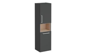 VitrA Root Flat 40cm 2 Door Semi-Tall Unit w/Laundry Basket (RH Hinge) - Matt Storm Grey