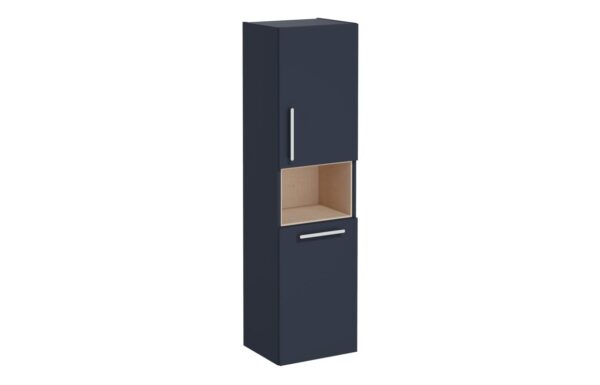 VitrA Root Flat 40cm 2 Door Semi-Tall Unit w/Laundry Basket (RH Hinge) - Matt Dark Blue