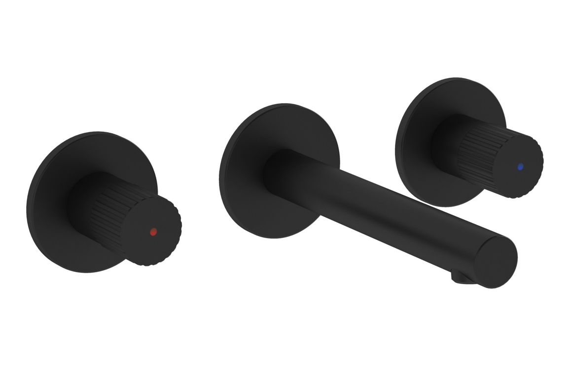 VitrA Origin Wall Mounted 3-Hole Basin Mixer - Matt Black