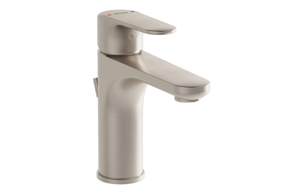 VitrA Root Round Basin Mixer w/Waste Lever - Brushed Nickel