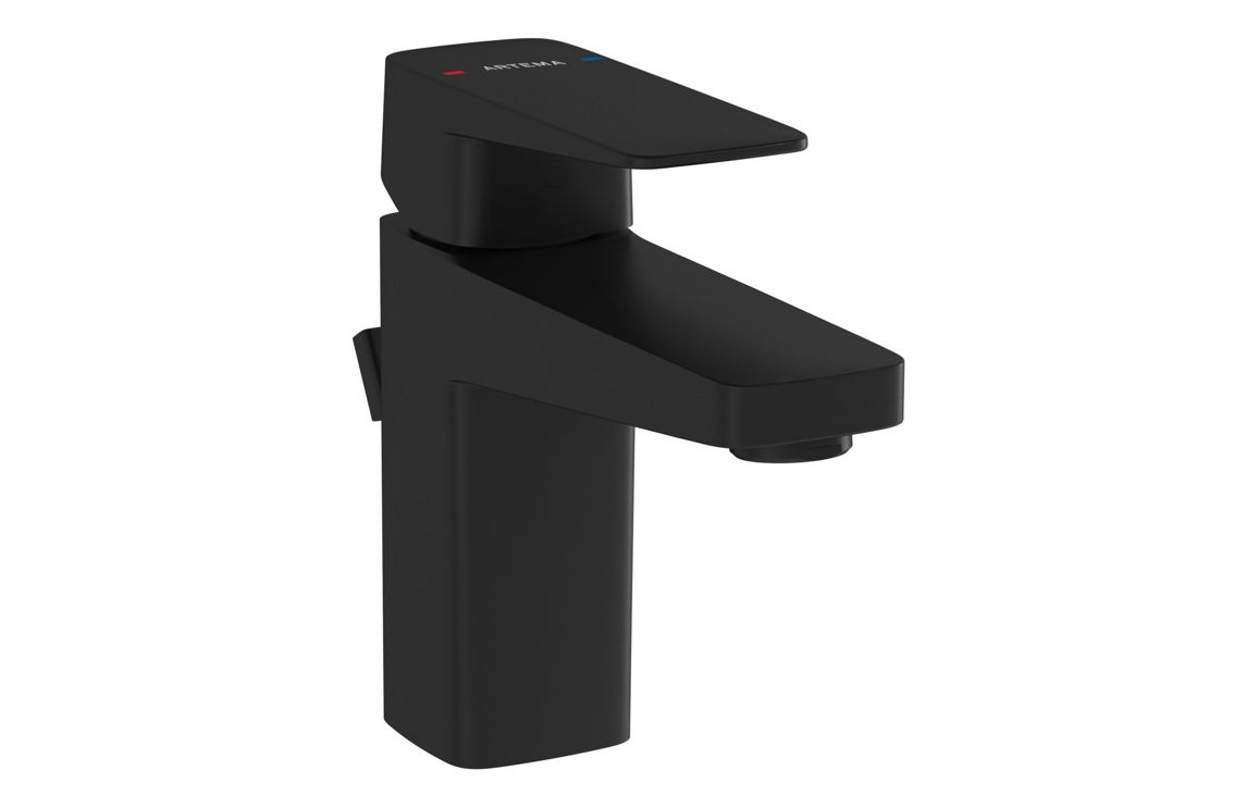 VitrA Root Square Compact Basin Mixer w/Waste Lever - Matt Black
