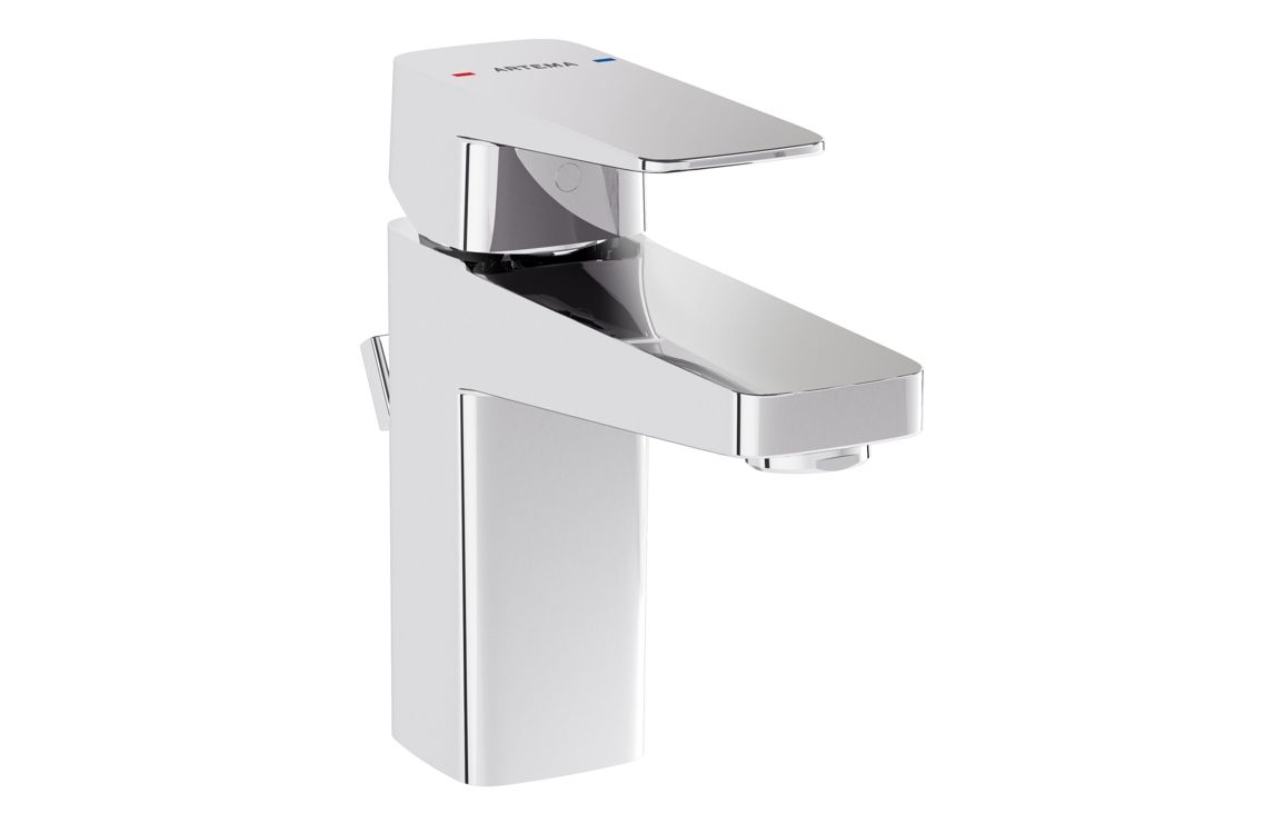 VitrA Root Square Compact Basin Mixer w/Waste Lever - Chrome