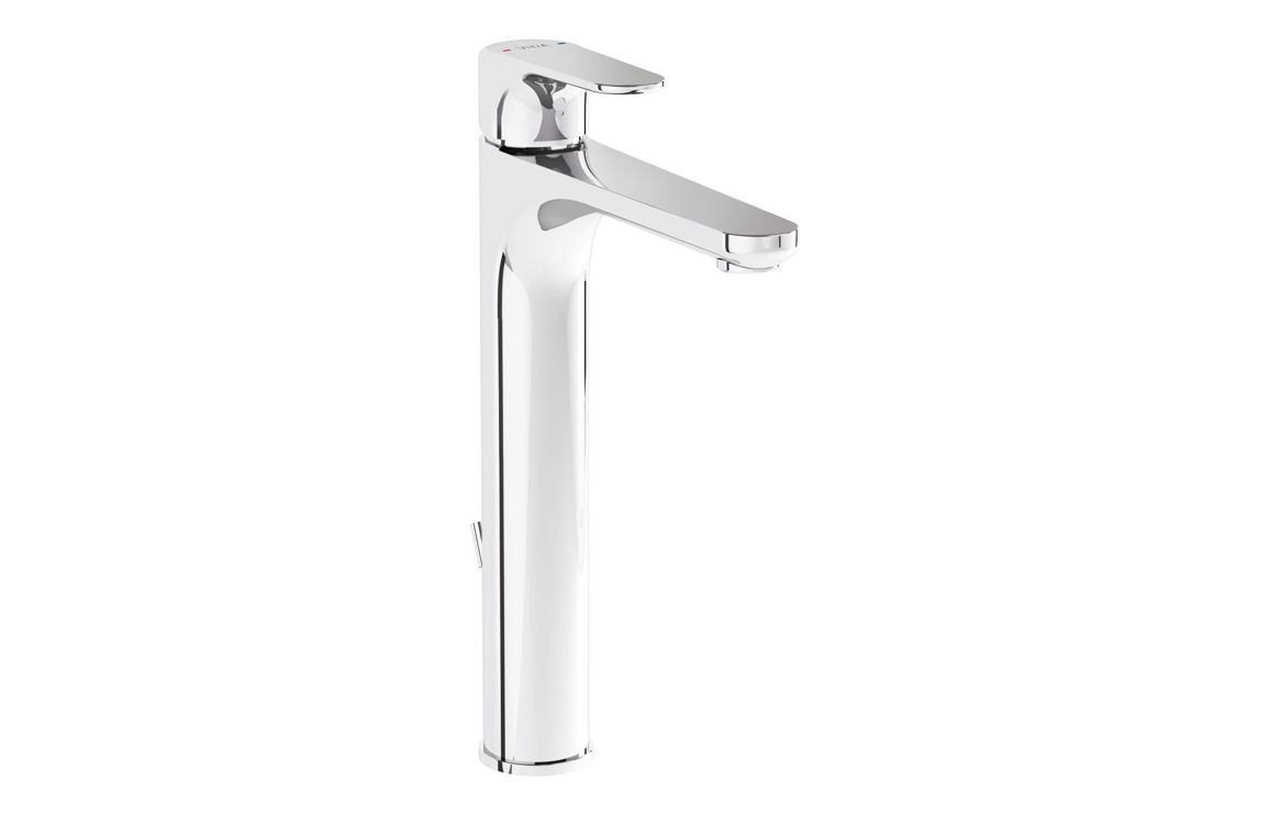 VitrA Root Round Tall Basin Mixer w/Waste Lever - Chrome