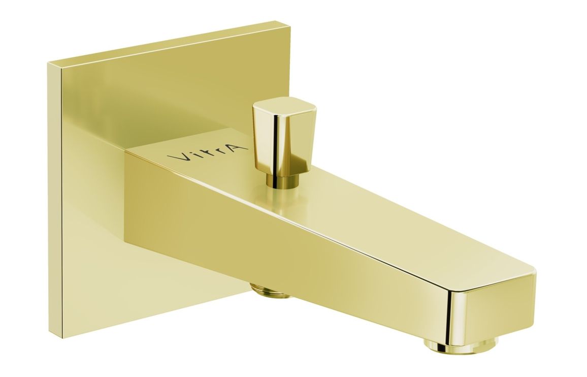 VitrA Root Square Wall Mounted Monohole Bath/Shower Mixer - Soft Gold