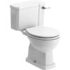 London Close Coupled WC & Satin White Wood Effect Seat w/Br.Brass Finishes