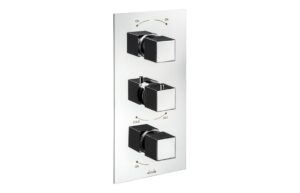 Ashby Thermostatic Single Outlet Twin Shower Valve - Matt Black