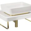 Abode Tableau/Cava Shelf & Tablet Basin Set - Chalk White w/Brushed Brass Finishes