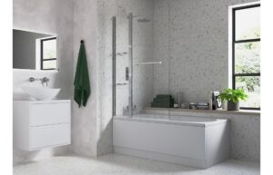 1000x1500mm Two Panel Folding Bath Screen (6mm) - Chrome
