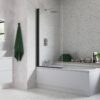 800x1500mm Single Straight Bath Screen (6mm) - Black