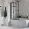 800x1500mm Single Straight Bath Screen (6mm) - Black Framed