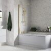 800x1400mm Square Bath Screen (6mm) - Brushed Brass