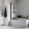 Fluted 800x1500mm Single Straight Bath Screen (5mm) - Matt Black