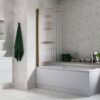 Fluted 800x1500mm Single Straight Bath Screen (5mm) - Brushed Bronze