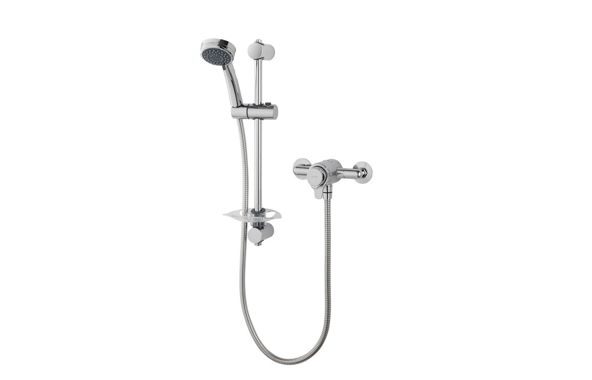 Vema Thermostatic Shower Column w/Fixed Head Riser Shelf & Foot Wash - Black