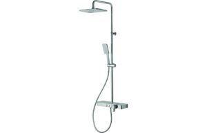 Vema Thermostatic Round Bar Valve w/Fixed Head & Riser - Chrome