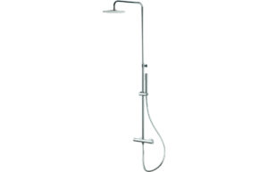 Vema Thermostatic Square Bar Valve w/Fixed Head & Riser - Chrome