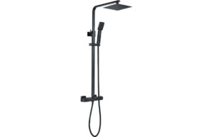 Square Thermostatic Bar Mixer w/Riser Kit - Brushed Brass