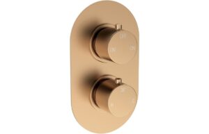 Ashby Thermostatic Single Outlet Twin Shower Valve - Brushed Bronze