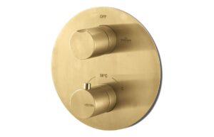 Grove Thermostatic Single Outlet Twin Shower Valve - Brushed Brass