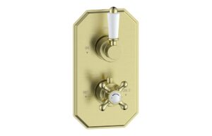 Beverley Traditional Lever Thermostatic Two Outlet Shower Valve - Brushed Brass