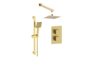 Square Concealed Valve Head & Arm Shower Pack - Matt Black