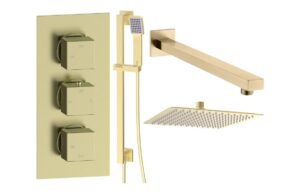 Ashby Square Shower Valve & Kit Pack 4 - Brushed Brass