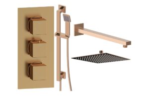 Ashby Square Shower Valve & Kit Pack 4 - Brushed Bronze