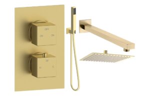 Ashby Square Shower Valve & Kit Pack 3 - Brushed Bronze