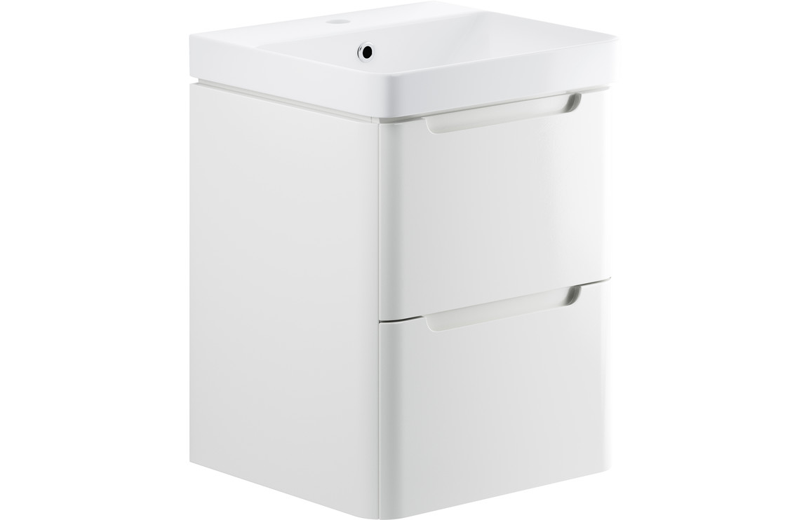 Hertford 500mm 2 Drawer Wall Hung Cloakroom Basin Unit - White Gloss