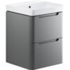 Hertford 500mm 2 Drawer Wall Hung Cloakroom Basin Unit - Matt Grey
