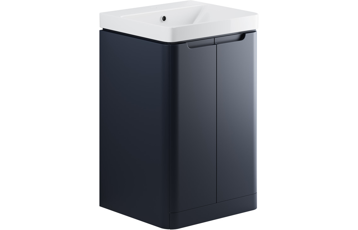 Hertford 500mm 2 Door Floor Standing Cloakroom Basin Unit - Matt Indigo