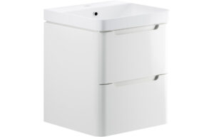 Hertford 605mm 2 Drawer Wall Hung Basin Unit - White Gloss