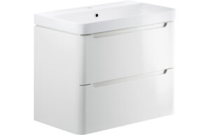 Hertford 805mm 2 Drawer Wall Hung Basin Unit - White Gloss