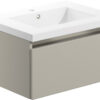 Stevenage 615mm 1 Drawer Wall Hung Basin Unit Inc. Basin - Matt Latte