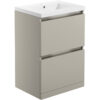 Stevenage 615mm 2 Drawer Floor Standing Basin Unit Inc. Basin - Matt Latte