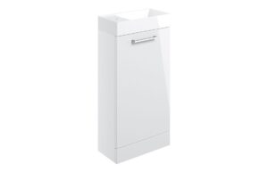 Malvern 410mm Floor Standing 1 Door Basin Unit & 1TH Basin - White Gloss