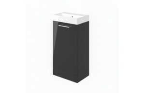 Malvern 410mm Floor Standing 1 Door Basin Unit & 1TH Basin - Anthracite Gloss