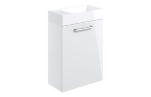 Malvern 410mm Wall Hung 1 Door Basin Unit & 1TH Basin - White Gloss