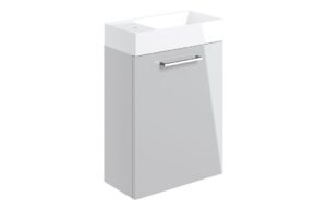 Malvern 410mm Wall Hung 1 Door Basin Unit & 1TH Basin - Grey Gloss